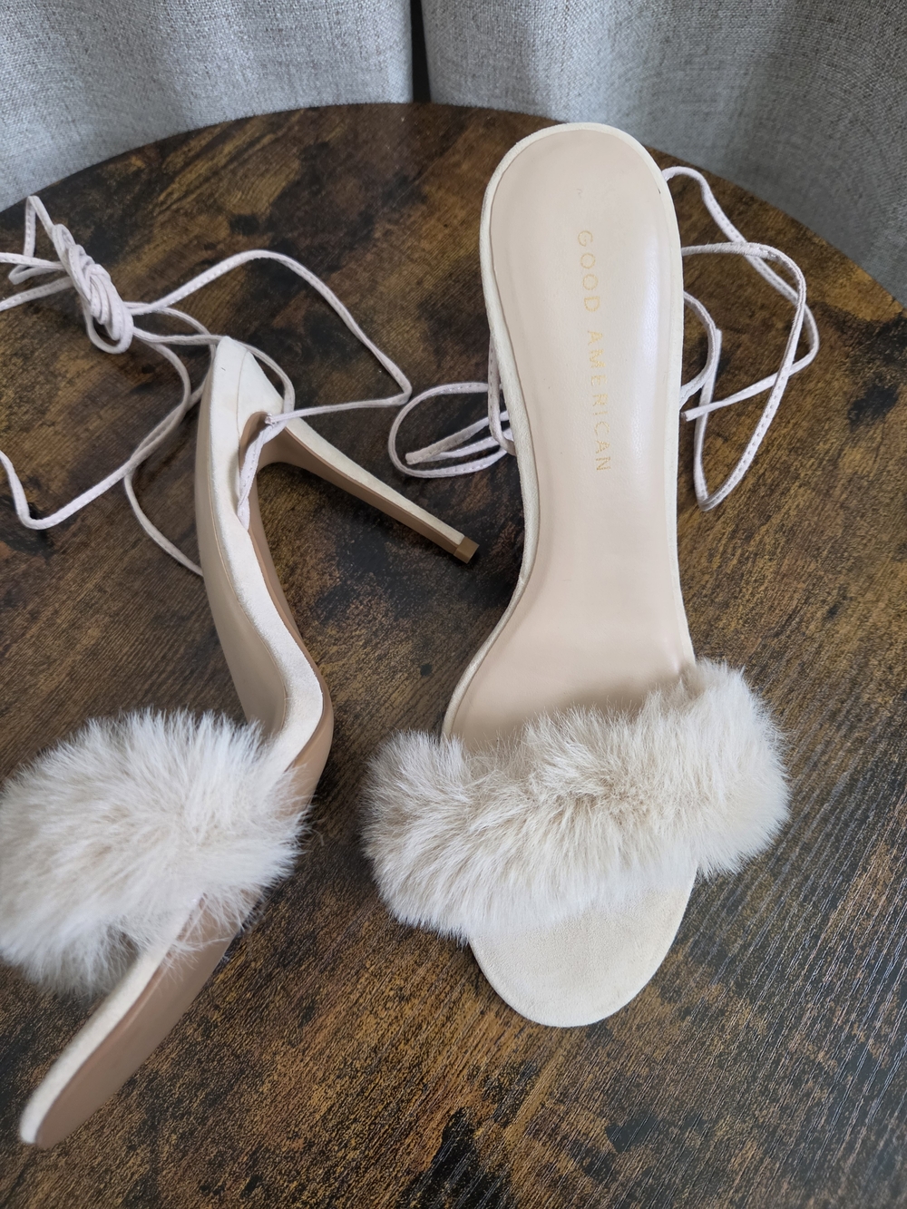 Good American Faux Fur Lace-Up Heels - Picture 3 of 5